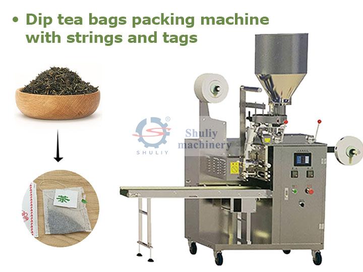 dip tea bags packing machine with strings and tag