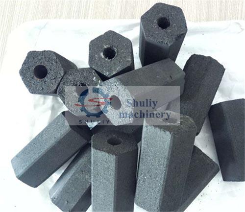 briquetes de carvão hexagonais