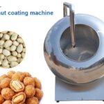 máquina de revestimento de amendoim com matéria-prima e produtos acabados