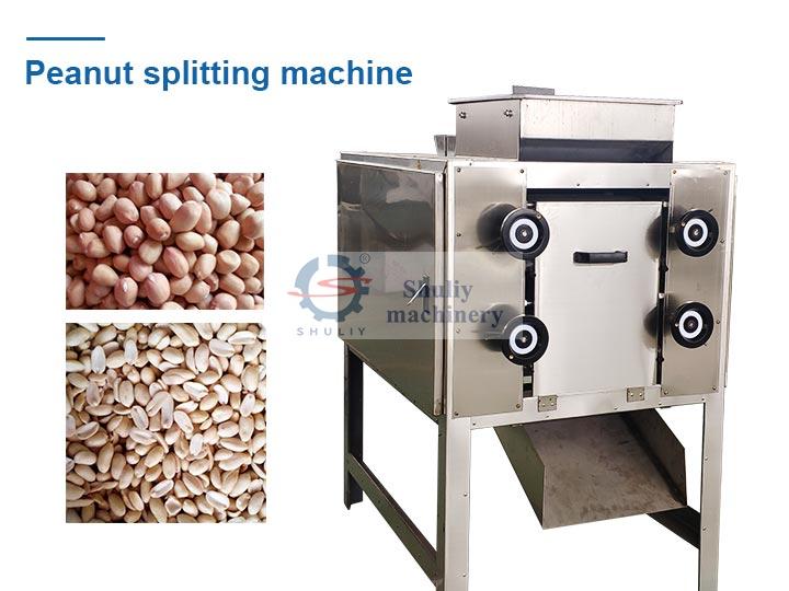 peanut splitting machine with peanut kernels and peanut halves