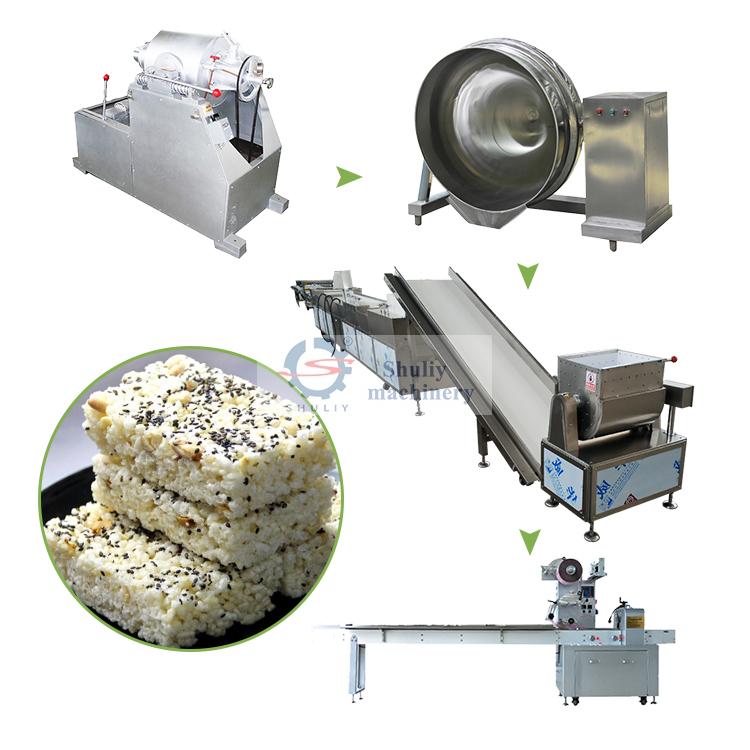 Línea de producción de pastel de arroz inflado.