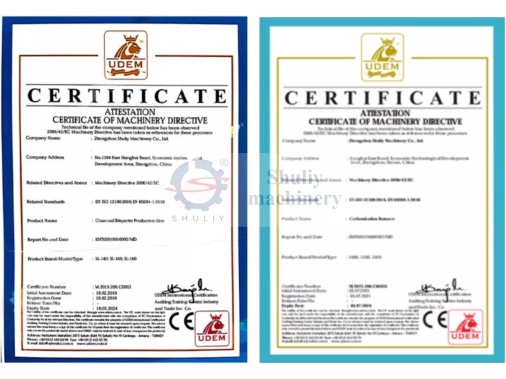 Charcoal machines CE certifications