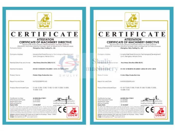 Food processing machines CE certifications