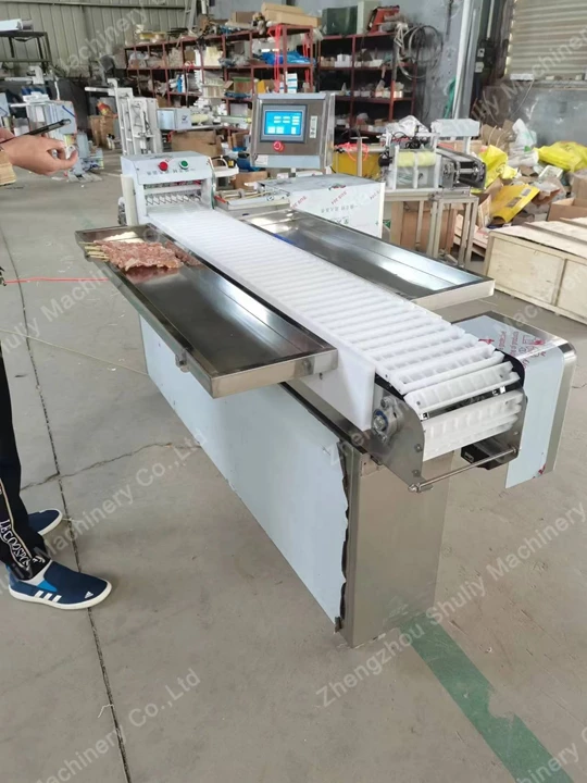 machine test in factory for making meat skewers
